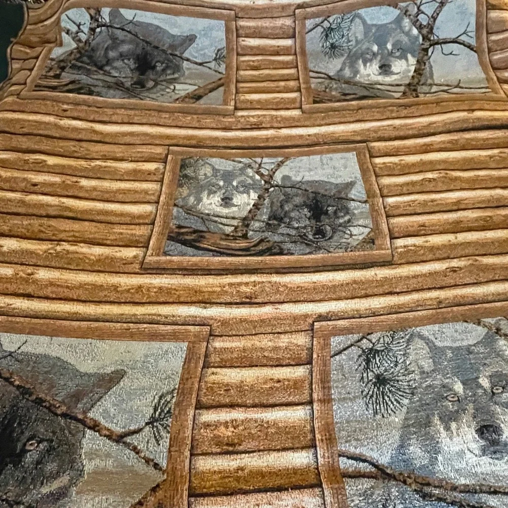 Log Cabin Wolf Tapestry Throw Blanket Woodland Wildlife Nature‎ Cozy Decor XL